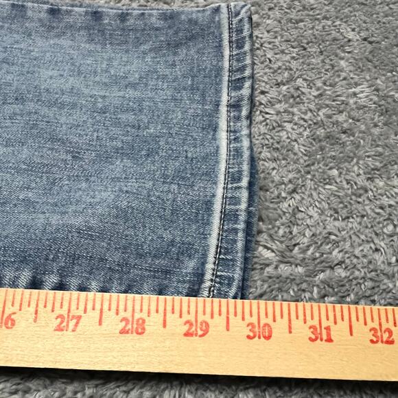 NYDJ Jeans Womens 10 Petite (33x30) Marilyn Straight Mid Rise Blue Denim Pants - Picture 10 of 11